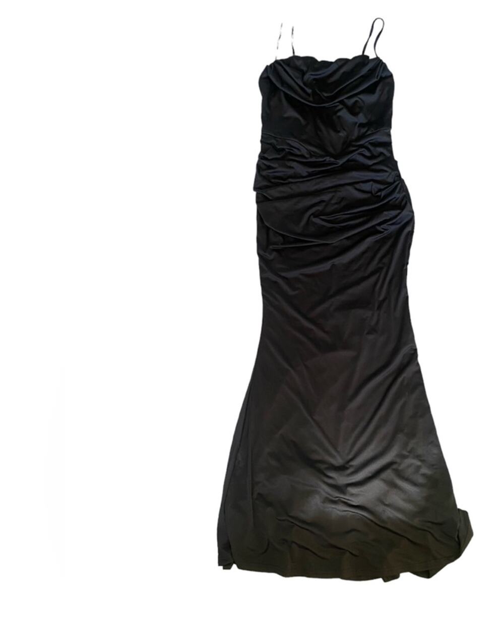 Black Maxi Dress Womens Size Large Adjustable Straps Stretchy Bodycon Party NWOT